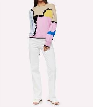 NEW BRODIE CASHMERE aubrey crew top in crema